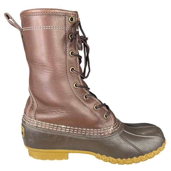 L.L. Bean Women's Shearling Lined Fold Down Brown Duck Boot Size US 6 - Picture 4 of 10